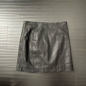 Free people Black Leather Skirt